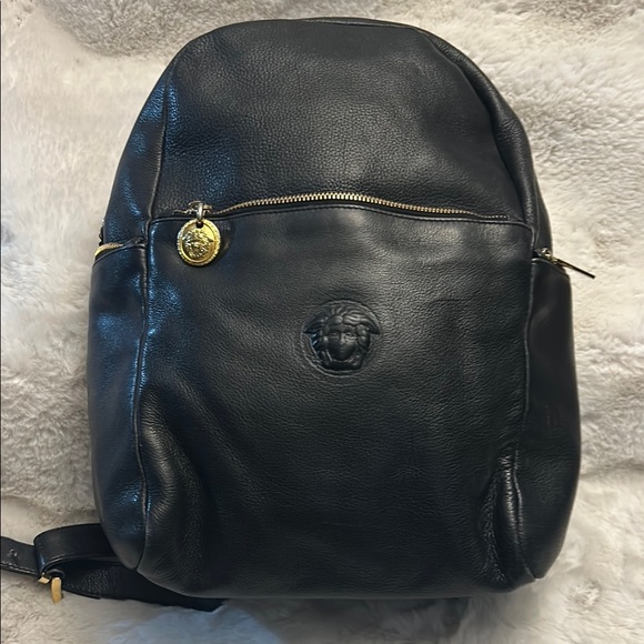 Versace Handbags - Gianni Versace black leather backpack with Medusa medium size